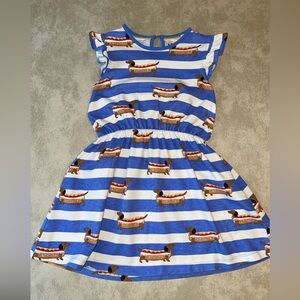 Mini Boden Blue and White Casual Sundress with Flutter Sleeves